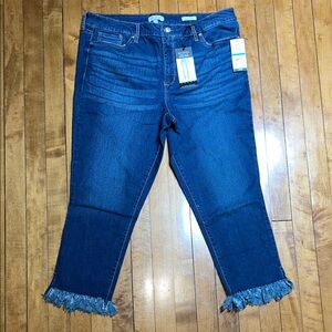 sofia by sofia vergara Dark Blue Frayed Hem Cropped Jeans
